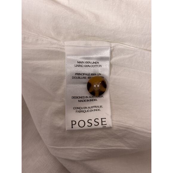 New Posse Maxi Skirt Small Womens Gigi Linen Column Button Front Ivory - Picture 7 of 7